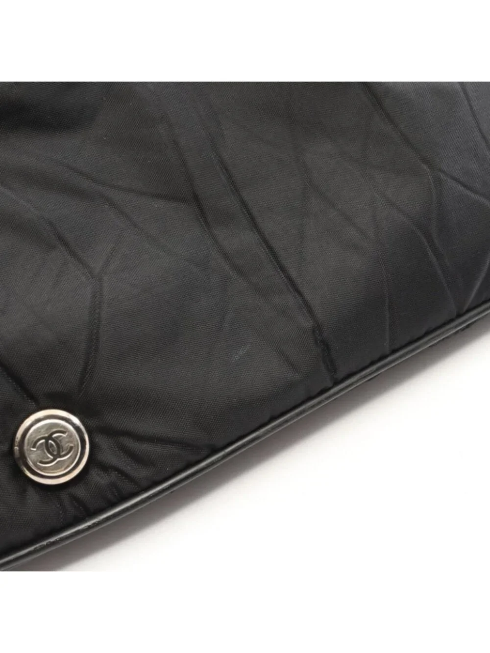 Chanel Tote Paris New York Line Black Nylon Leather New